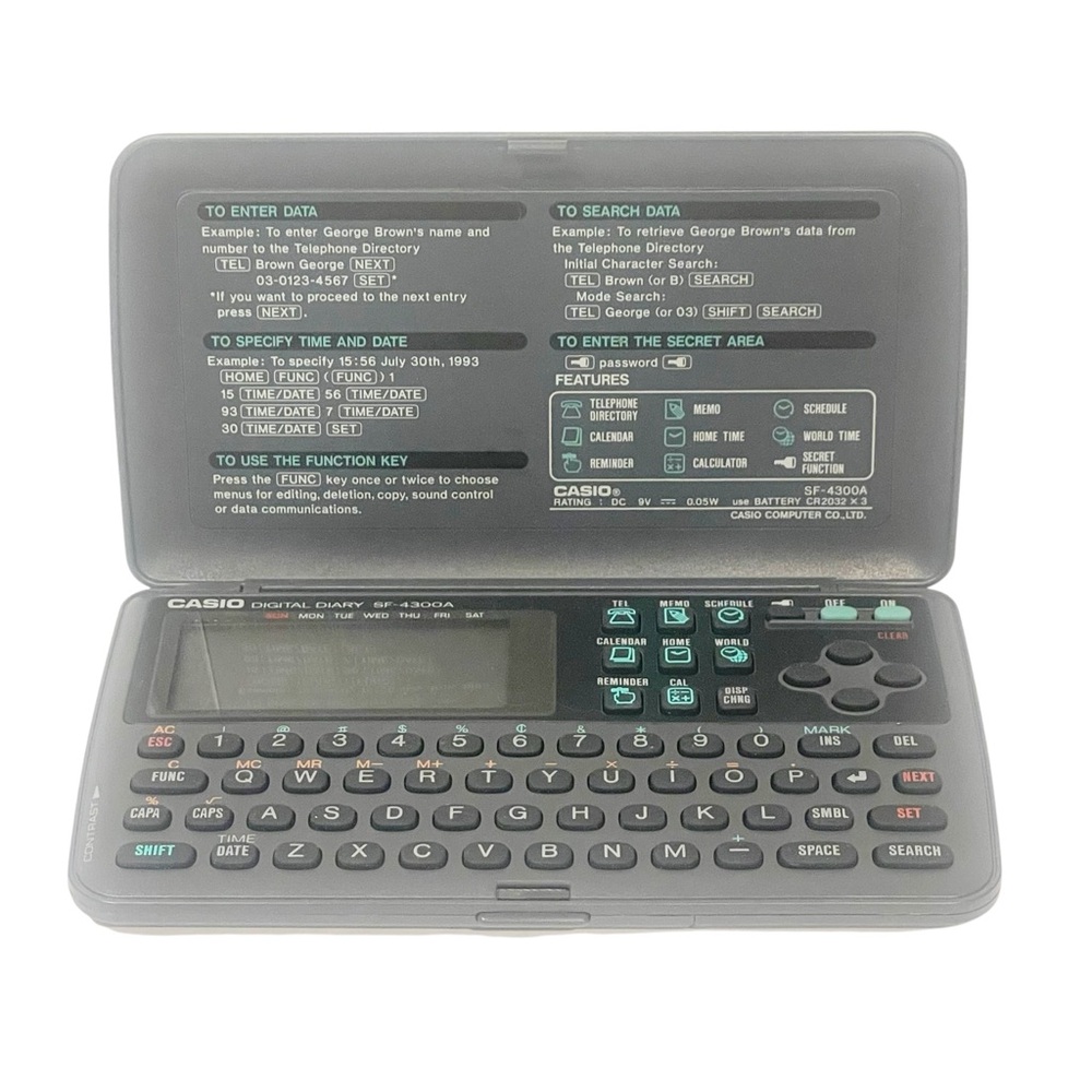 Vintage Casio Digital Diary SF-4300AX - Flip Top Electronic UNTESTED